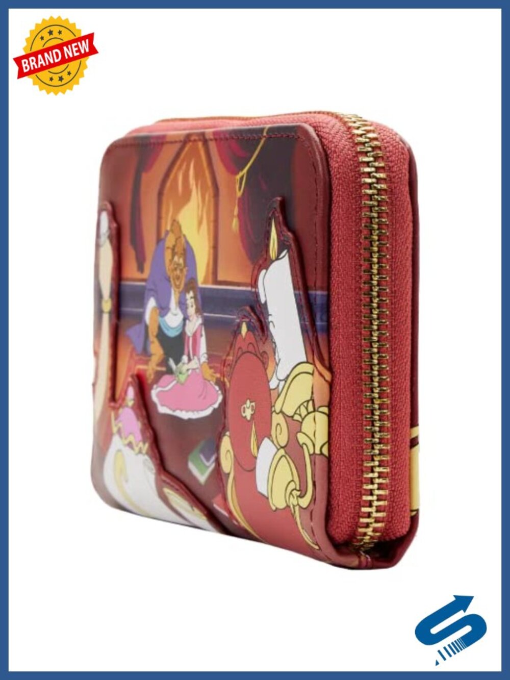 Faux Leather Disney Beauty and Beast Zip Around Wallet - Picture 3 of 3